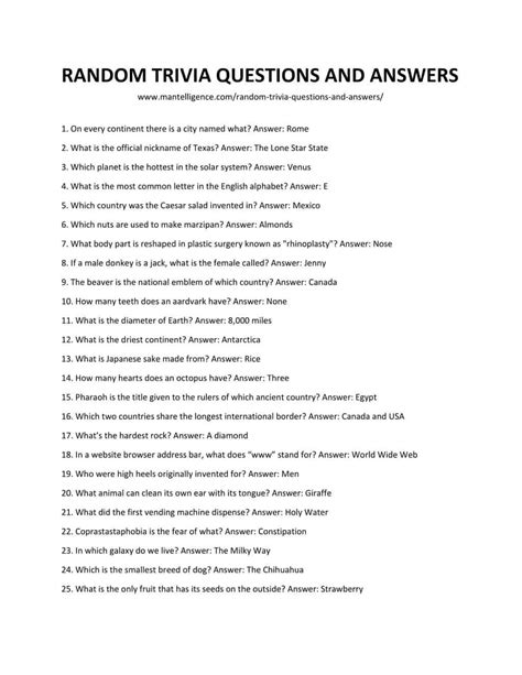 random trivia questions and answers.